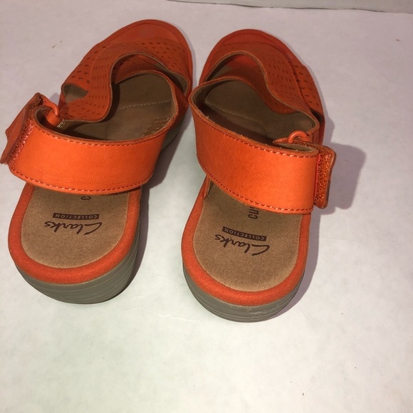Clarks Clarene Award orange wedge sandals size 6 - Picture 3 of 6